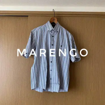 MARENGO 스트라이프 반팔 셔츠 고급 이탈리아제 비즈니스 레저