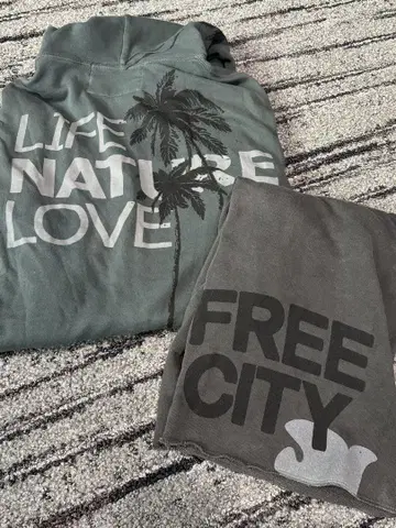 FREE CITY 야자수 지퍼 후드티 하프 팬츠 낱개 판매 불가