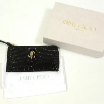 [새상품] Jimmy Choo JCB LANTI 미니 지갑 크로커 블랙