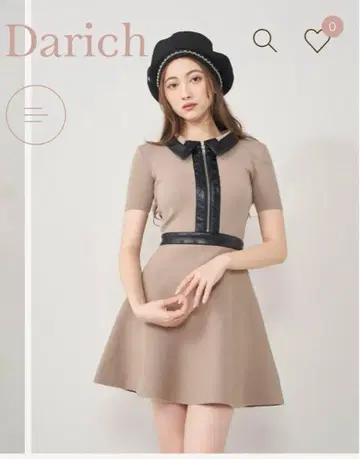 Darich 다리치 로고 가죽 니트 미니 원피스