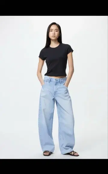 배기 커브 청바지 유니클로