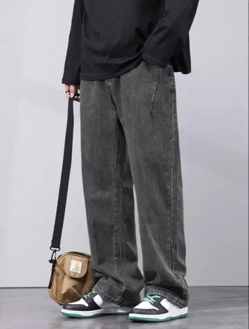 [새상품급] 다크 그레이 와이드 레그 데님 팬츠