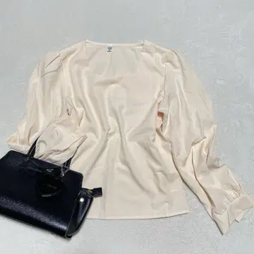 패션 퍼프 슬리브 블라우스 스퀘어 넥 한국 스타일 고급 심플 M