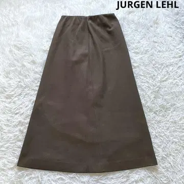 JURGEN LEHL 울 롱 스커트 허리밴딩 A라인 카키