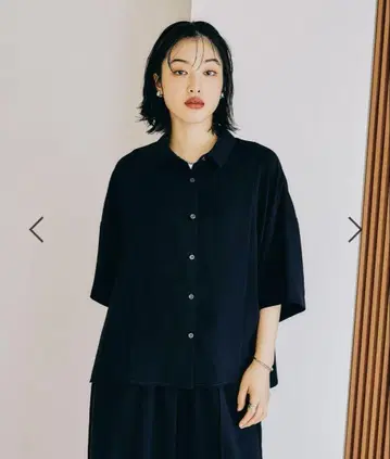 [택 포함 새상품] LEPSIM 렙심 멀티 메리트 5부 소매 셔츠 네이비