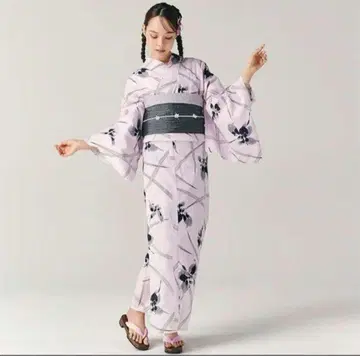 KUSUMI otona grl 연보라색 꽃무늬 유카타