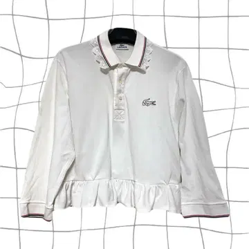 [리메이크] 라코스테 LACOSTE 프릴 밑단 긴팔 피케 셔츠 화이트