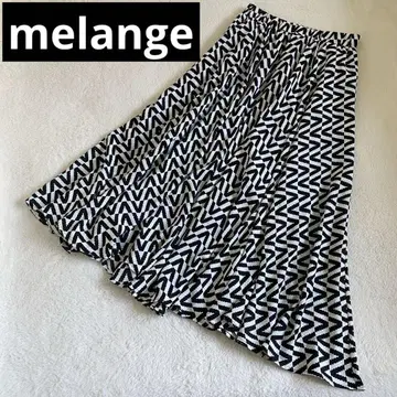 melange 멜란지 올 패턴 기하학 패턴 롱 스커트 플레어