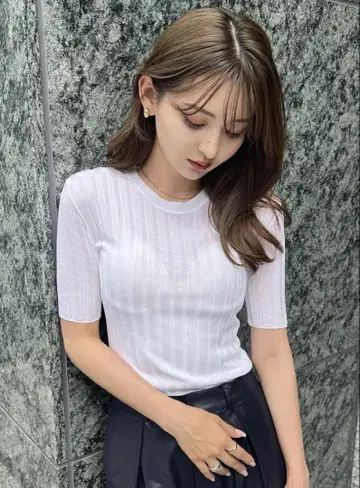 anuans 시어 핏 리브 니트 풀오버 화이트 anuans