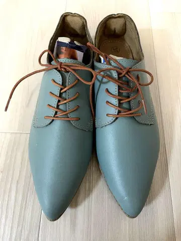 가죽 신발 레이스업 슈즈 터콰이즈 블루 23cm