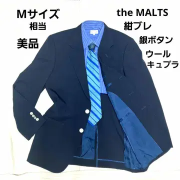 the MALTS 네이비 블레이저 은색 버튼 울 100% 큐프라