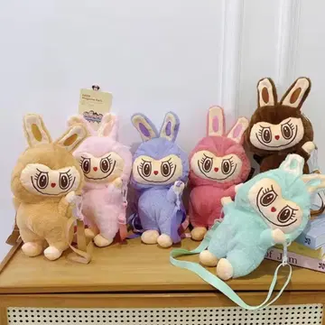 라부부 봉제 인형 숄더백 파우치 스트랩 포함 브라운 새상품