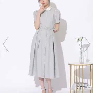 25 SS 신상 썸머 트위드 바이컬러 카라 하프 슬리브 원피스 민트