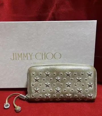 [JIMMY CHOO] 라운드 지퍼 지갑 실버 별 모양 스터드