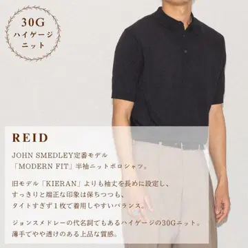 JOHN SMEDLEY 반팔 니트 피케 셔츠 블랙 L