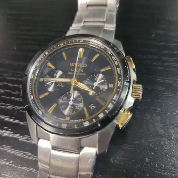 SEIKO WIRED 솔라 크로노그래프 손목시계 블랙
