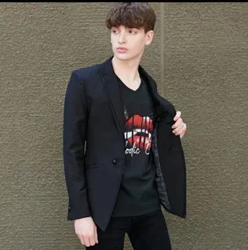 JURY BLACK 페이크 오버 랩 칼라 자켓
