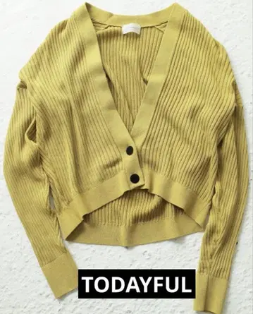 TODAYFUL 리브 머스타드 니트 가디건