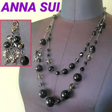 ANNA SUI 안나수이 버터플라이 참 포함 블랙 비즈 목걸이