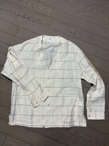 EDIFICE 에디피스 아이보리 체크 노카라 셔츠
