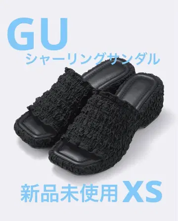 GU 셔링 플랫폼 샌들 블랙 XS 미사용 새상품