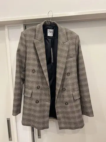 ZARA 체크 무늬 테일러드 자켓 XS