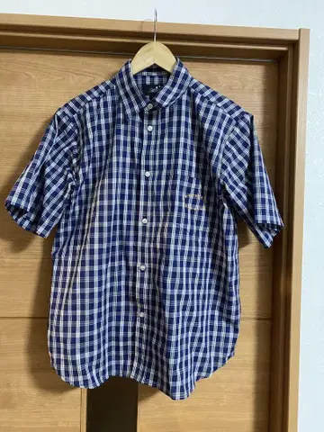 ATTO 체크 무늬 반팔 셔츠 M 네이비 계열