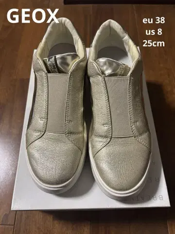 GEOX 숨쉬는 신발 스니커즈 슬립온 골드 25 cm eu38 us8