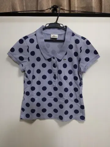 LACOSTE 라코스테 반팔 피케 셔츠 자수 로고 도트 파랑