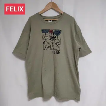 FELIX THE CAT 코믹 디자인 티셔츠 카키