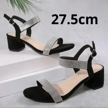 빅 사이즈 큐빅 블랙 샌들