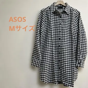 [새상품] ASOS 깅엄 체크 패턴 M 사이즈 긴팔 셔츠 셔츠 원피스