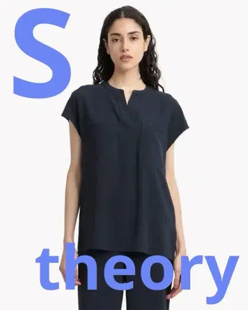 Theory 22SS Powder Crepe PKT Popover 네이비