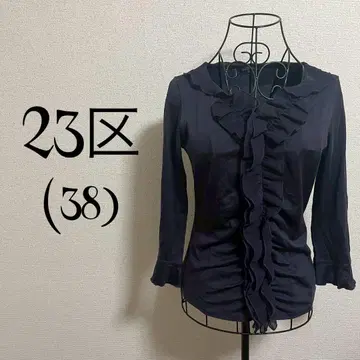 23구/38/네이비/7부 소매 블라우스/프릴/