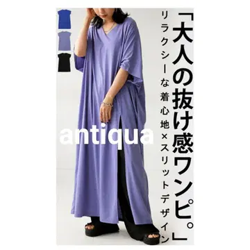 새상품 antiqua 안티카 슬릿 롱 원피스 V넥 넉넉한 핏