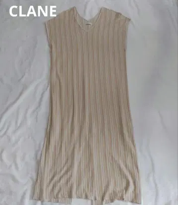 CLANE 랜덤 스트라이프 니트 원피스 베이지
