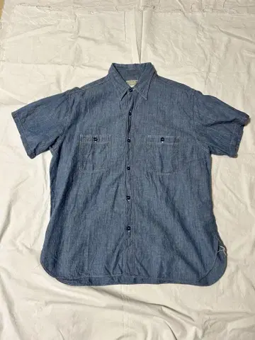BUZZ RICKSON'S 반팔 샴브레이 셔츠 XL 데님 블루