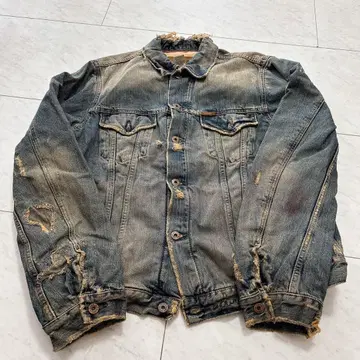 90's 아바클로 EZRA FITCH 크러쉬 데님 자켓 XL
