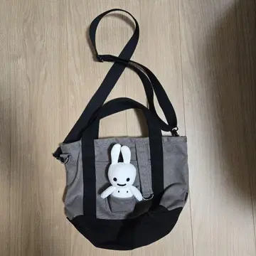 토끼 1마리 캔버스 숄더 토트백 S