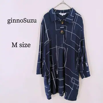 ginnoSuzu 원피스 긴팔 카라 부착 총 패턴 체형 커버 M