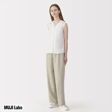 MUJI Labo 여성 린넨 태번수 와이드 팬츠 여성 58 생성