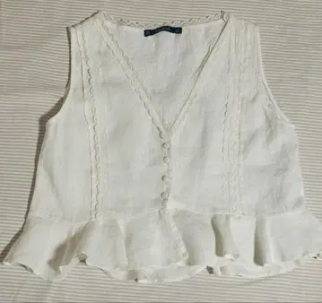 ZARA 자라 린넨 프릴 베스트