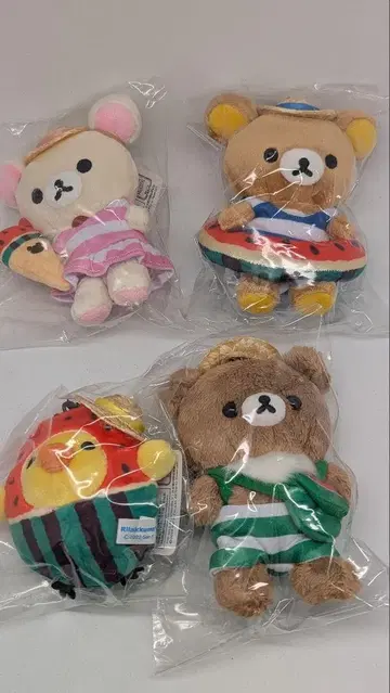 마호로바마인즈 미우라 리락쿠마 외출 봉제인형 키링 전4종 세트
