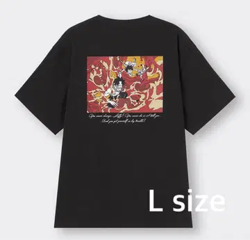 GU 원피스 콜라보 ONE PIECE 애니메이션 티셔츠 블랙 L 사이즈
