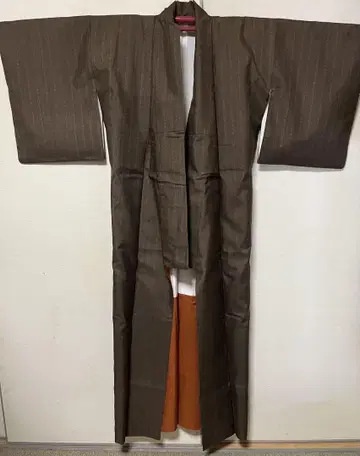 츠무기 겹 기모노 브라운 여성용 감물 염색