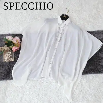 [ SPECCHIO/스페치오 ] 반팔 블라우스 비쥬 루즈핏 화이트 무지