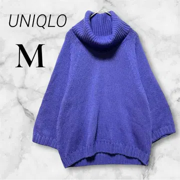 M 사이즈 UNIQLO 하이넥 스웨터 볼륨 소매 블루 계열