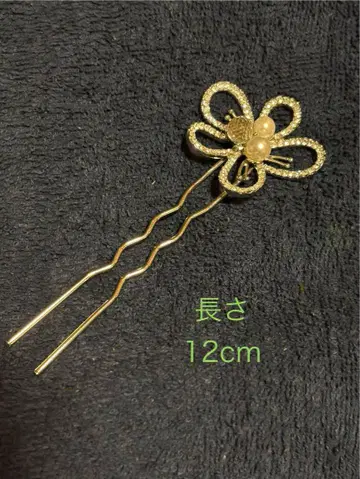 [컨디션 최상] 꽃 모양 헤어콤 12cm 인공 다이아몬드 펄 장식