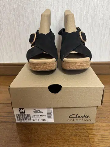 Clarks Giselle Dove 블랙 샌들 D 36