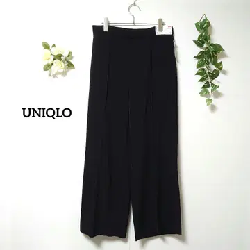 유니클로 하이웨스트 드레이프 와이드 팬츠 XL 빅 블랙
